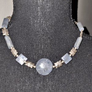 Vintage Gray Stone/Silver Choker Necklace
